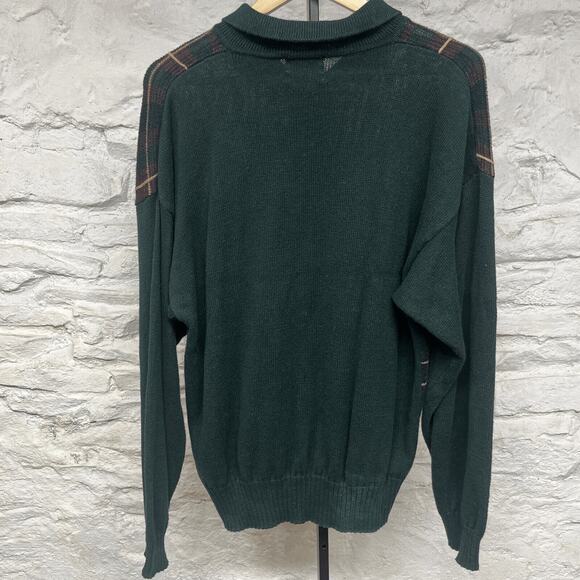 Country Classics Plaid Collared Knit Sweater Golf Polo Ramie Cotton Vintage - Picture 2 of 7